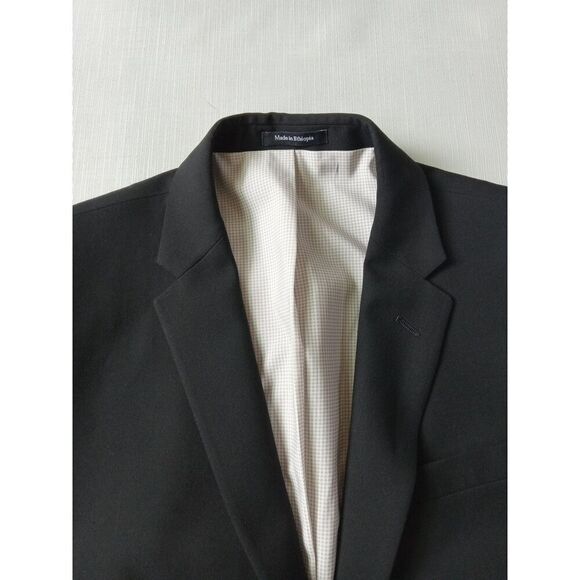 Egara Solid Black Skinny Fit Stretch Suit Jacket Blazer Men's Size 38 Regular - Picture 11 of 12